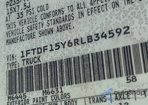 1994 Ford F150 из США, поврежденный, VIN 1FTDF15Y6RLB34592